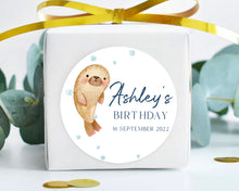Load image into Gallery viewer, Watercolour Seal Aniamls Style Birthday Party Stickers, Kids Party Stickers, Goodies Bag Stickers