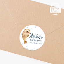 Load image into Gallery viewer, Watercolour Seal Aniamls Style Birthday Party Stickers, Kids Party Stickers, Goodies Bag Stickers