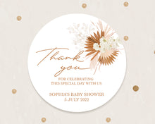 Load image into Gallery viewer, Boho Pampas Grass Style Baby Shower Thank You Stickers Favour Stickers