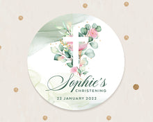 Load image into Gallery viewer, Greenery Style Christening Baptism Stickers Favour Stickers