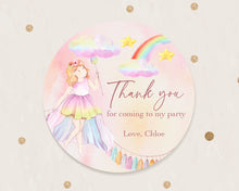 Load image into Gallery viewer, Watercolour Fairy Tale Style Birthday Party Stickers, Girls' Party Stickers