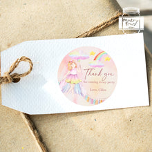 Load image into Gallery viewer, Watercolour Fairy Tale Style Birthday Party Stickers, Girls' Party Stickers