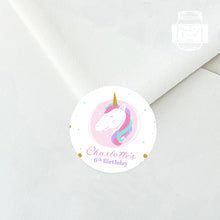 Load image into Gallery viewer, Colourful Unicorn Birthday Party Stickers