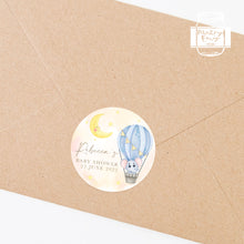 Load image into Gallery viewer, Cute Elephant in Hot Air Balloon Baby Shower Thank You Stickers Favour Stickers