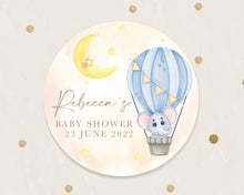 Load image into Gallery viewer, Cute Elephant in Hot Air Balloon Baby Shower Thank You Stickers Favour Stickers