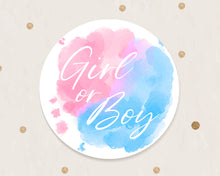 Load image into Gallery viewer, Gender Reveal Stickers Baby Boy or Baby Girl