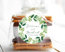 Load image into Gallery viewer, Greenery Leaves Wreath Style Wedding Favour Stickers