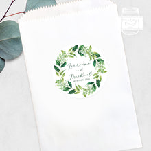 Load image into Gallery viewer, Greenery Leaves Wreath Style Wedding Favour Stickers