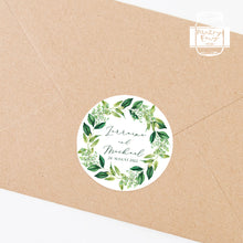 Load image into Gallery viewer, Greenery Leaves Wreath Style Wedding Favour Stickers