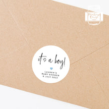 Load image into Gallery viewer, 'It's a boy / It's a girl' Minimalist Style Baby Shower Party Favour Stickers