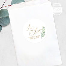 Load image into Gallery viewer, Love Is Sweet Stickers Watercolour Leaves Greenery Style Wedding Favour Stickers