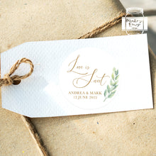 Load image into Gallery viewer, Love Is Sweet Stickers Watercolour Leaves Greenery Style Wedding Favour Stickers