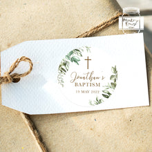 Load image into Gallery viewer, Rustic Greenery Leaves Style Christening Baptism Stickers Favour Stickers