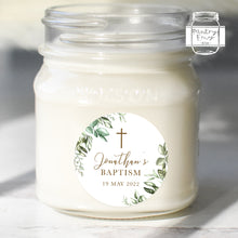 Load image into Gallery viewer, Rustic Greenery Leaves Style Christening Baptism Stickers Favour Stickers