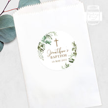 Load image into Gallery viewer, Rustic Greenery Leaves Style Christening Baptism Stickers Favour Stickers