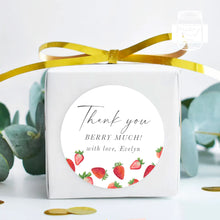 Load image into Gallery viewer, Watercolour Strawberry Theme Stickers Kids Birthday "Thank You Berry Much" Party Stickers