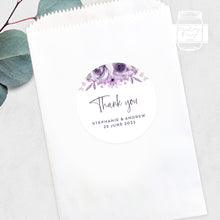Load image into Gallery viewer, Violet Floral and Leaves Style Wedding Stickers, Wedding Favours Stickers