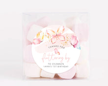 Load image into Gallery viewer, Watercolour Butterfly Style Birthday Party Stickers "Thank you for fluttering by" Stickers