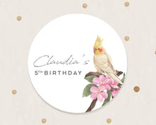 Load image into Gallery viewer, Cockatiel Watercolour Style Birthday Party Stickers Favour Stickers