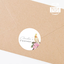 Load image into Gallery viewer, Cockatiel Watercolour Style Birthday Party Stickers Favour Stickers