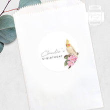 Load image into Gallery viewer, Cockatiel Watercolour Style Birthday Party Stickers Favour Stickers