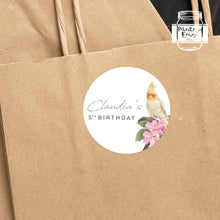 Load image into Gallery viewer, Cockatiel Watercolour Style Birthday Party Stickers Favour Stickers