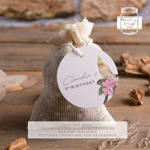 Load image into Gallery viewer, Cockatiel Style Birthday Party Favour Tags Watercolour Cockatiel Style Round Party Favour Gift Tags