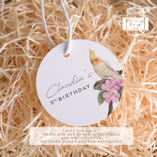 Load image into Gallery viewer, Cockatiel Style Birthday Party Favour Tags Watercolour Cockatiel Style Round Party Favour Gift Tags