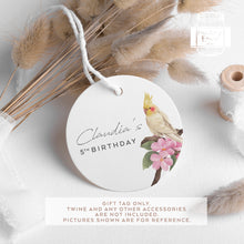 Load image into Gallery viewer, Cockatiel Style Birthday Party Favour Tags Watercolour Cockatiel Style Round Party Favour Gift Tags