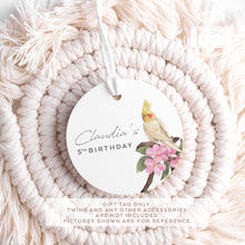 Load image into Gallery viewer, Cockatiel Style Birthday Party Favour Tags Watercolour Cockatiel Style Round Party Favour Gift Tags