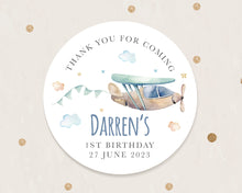 Load image into Gallery viewer, Watercolour Plane Style Birthday Stickers