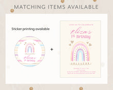 Load image into Gallery viewer, Instant Download Rainbow Birthday Invitation Template, Print It Yourself Pastel Colour Rainbow Birthday, Watercolour Rainbow Party