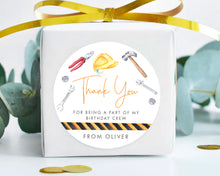 Load image into Gallery viewer, Watercolour Construction Handy Tools Style Birthday Party Stickers, Boy's Party Stickers