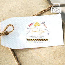 Load image into Gallery viewer, Watercolour Construction Handy Tools Style Birthday Party Stickers, Boy's Party Stickers