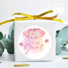 Load image into Gallery viewer, 24pcs 40mm Watercolour Onesie and Dress Style Baby Gender Reveal Team Girl Team Boy Favour Stickers