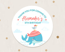 Load image into Gallery viewer, Whale Themed Birthday Party Stickers