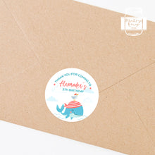 Load image into Gallery viewer, Whale Themed Birthday Party Stickers