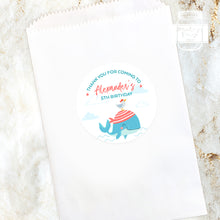 Load image into Gallery viewer, Whale Themed Birthday Party Stickers