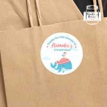 Load image into Gallery viewer, Whale Themed Birthday Party Stickers