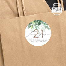 Load image into Gallery viewer, 21st Birthday Greenery Leaf Style Party Stickers Favour Stickers
