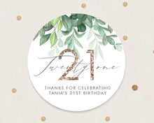 Load image into Gallery viewer, 21st Birthday Greenery Leaf Style Party Stickers Favour Stickers
