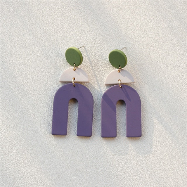 Acrylic Colourful Geometric Dangle Earrings