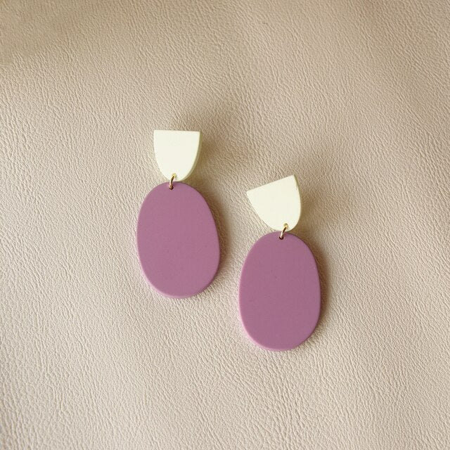 Acrylic Solid Colour Geometric Dangle Earrings