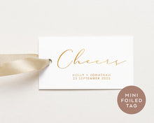 Load image into Gallery viewer, 20pcs &quot;Cheers&quot; Mini Gold Foiled Wedding Favour Tags Thank You Gift Tags
