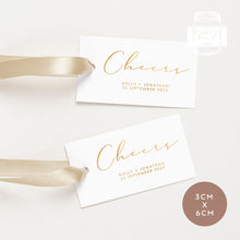 Load image into Gallery viewer, 20pcs &quot;Cheers&quot; Mini Gold Foiled Wedding Favour Tags Thank You Gift Tags
