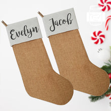 Load image into Gallery viewer, Luxury Personalised Velvet Christmas Stockings, Made of Premium Velvet, Colour: Red, White and Emerald Green

