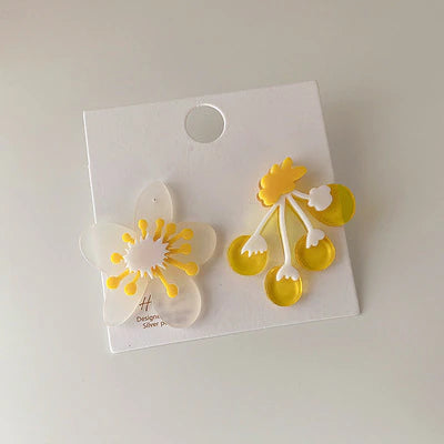 Colourful Asymmetric Acrylic Flower Tulip Earrings