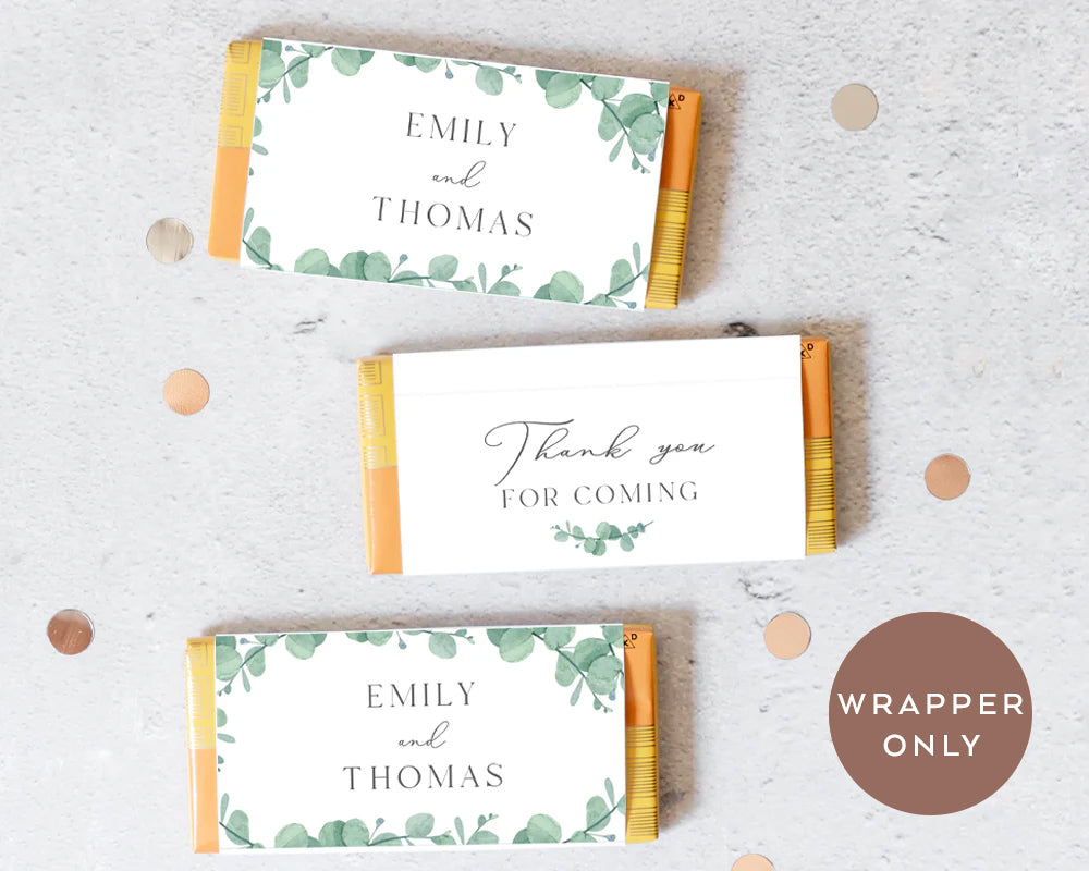8pcs Personalised Eucalyptus Style Chocolate Wrapper, Aldi Chocolate Wrappers, Minimalist Candy Bars Wrappers