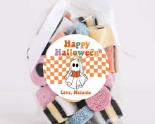 Load image into Gallery viewer, Halloween Groovy Ghost Style Favour Stickers, Halloween Stickers
