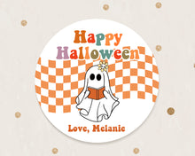 Load image into Gallery viewer, Halloween Groovy Ghost Style Favour Stickers, Halloween Stickers
